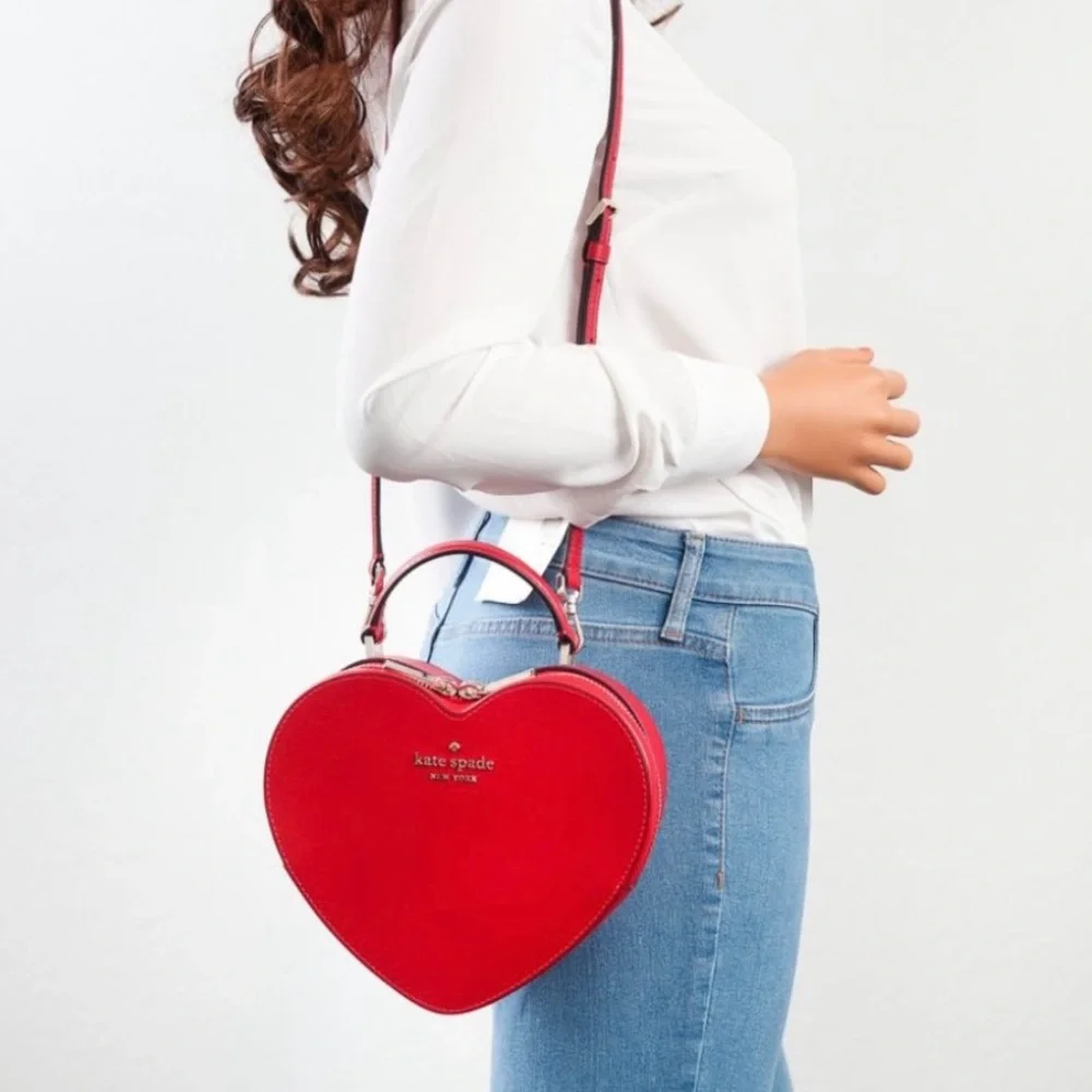 NWT Kate Spade Love Shack Heart Crossbody Purse Leather Candied Cherry Red - Picture 1 of 12
